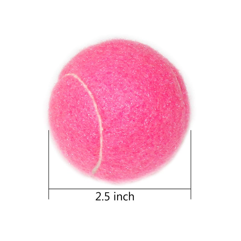 URBEST Tennis Balls, 12 Packs Training Tennis Balls Practice Balls for Novice Player, Pet Dog Playing Balls with Mesh Carry Bag (Pink) - Image 2